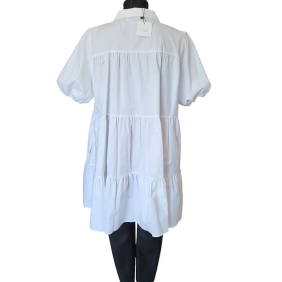 Zara Flounce Mini Dress Tiered Baby Doll Puff Sleeve Sz XL - Picture 8 of 13